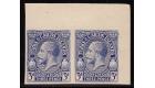 1928 3d Imperforate Plate Proof in Blue. Brilliant fresh Top cor