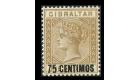 SG21a. 1889 75c on 1/- Bistre. "5" with short foot.Choice superb