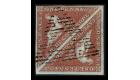 SG3. 1853 1d Brick-red. Superb used pair with strong colour...