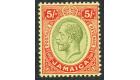 SG67. 1919 5/- Green and red/yellow. Brilliant freh U/M mint...