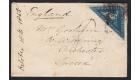 SG4. 1853 4d Deep blue. Very fine used on cover...