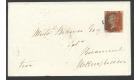 1843. 1d Red-brown. Clean, neat envelope with BLUE M.X...