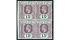 SG100. 1921 15/- Dull purple and green. Superb perfectly centred