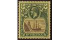 SG95b. 1922 5/- Grey and green. 'Torn Flag'. Superb fresh...