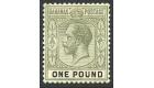 SG89. 1912 £1 Dull green and black. Perfectly centered mint...