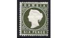 SG33a. 1889 6d Bronze-green. 'Sloping Label'. Choice fresh mint.