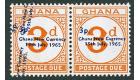 SG D21 Variety. 1965 3p on 3d Orange. 'Surcharge Double, One Dia