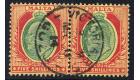 SG63. 1911 5/- Green and red/yellow. Superb fine used pair...