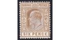 SG74a. 1906 6d Bistre-brown. Malformed 'E'. Superb fresh mint...