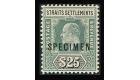 SG139s. 1906 $25 Grey-green and black. 'Specimen'. Superb well c