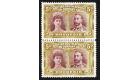 SG141a. 1910 5d Purple-brown and olive-yellow. Superb mint pair.