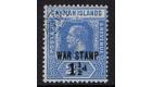 SG55. 1917 1 1/2d on 2 1/2d Deep blue. Superb fine used...