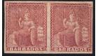 SG25a. 1861 (4d) Dull rose-red. 'Imperforate pair'. Superb mint.