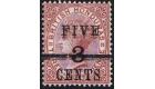 SG49b. 1891 5c on 3c on 3d Red-brown. "FIVE" and bar double. Bri