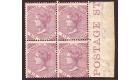 SG5. 1860 6d Dull Lilac. Wonderfully fine mint marginal block.