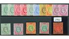 SG33-44. 1907 Set of 12 plus all shades. Superb fresh mint...