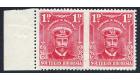 SG2a. 1924 1d Bright rose. 'Imperforate between, horizontal pair