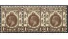 SG100b. 1912 1c Brown. 'Crown broken at right'. Choice mint stri