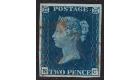 1840. 2d Deep blue. Plate 2. Lettered N-C. Beautiful RED M.X....