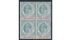 SG48. 1903 2d Grey-green and carmine. Brilliant mint block...