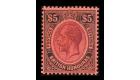 SG125. 1924 $5 Purple and black/red. Brilliant fresh U/M mint...