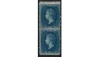 SG13. 1869 1/- Indigo. Select mint vertical pair...