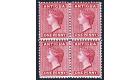 SG24. 1884 1d Carmine-red. Brilliant fresh mint block of four...