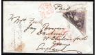 SG7. 1858 6d Pale rose-lilac. Huge example on cover to England..