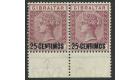 SG17b. 1889 25c on 2d Brown-purple. Broken 'N'. U/M mint in pair