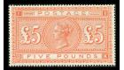 SG137. 1884 £5 Orange. Vibrant Virtually Unmounted Mint..