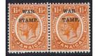 SG71b. 1916 1 1/2d Orange. "S" in "STAMP" Omitted. In mint pair 