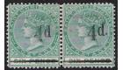 SG25a. 1886 4d on 6d Green. No stop after "d". In pair with norm