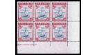 SG163d. 1944 10/- Slate-blue and carmine lake. Superb U/M bloc