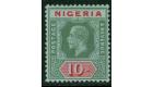 SG11b. 1917 10/- Blue-green and red/ 'Pale Olive Back'. A stunni