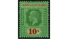 SG35. 1924 10/- Green and red. Superb mint with excellent...