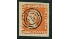 SG3. 1848 1d Orange-vermilion. Earliest Impression. Stunning use