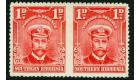SG2a. 1924 1d Bright rose. 'Imperforate Between, Horizontal Pair