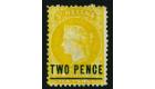 SG10a. 1873 2d Yellow. 'Surcharge in blue-black. Superb fresh un