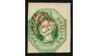 SG55. 1847 1/- Green. Superb fine used...