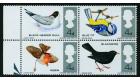 SG696af-699af. 1966 4d Birds 'Emerald-Green Omitted'. U/M block.