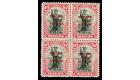 SG192. 1930 10/- Black and carmine. Superb fresh U/M block of 4.