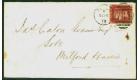 SG44. Plate 225. 1858. 1d Lake-red. Superb fine used cover...