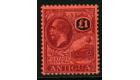 SG61. 1922 £1 Purple and black/red. Superb fresh mint...