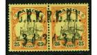 SG105a. 1914 3d on 25pf Black and red/yellow. 'Surcharge Double'