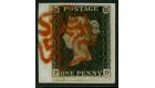 1840. 1d Intense Black. Plate 2. Lettered P-D. Superb fine...