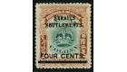 SG145a. 1906 4c on 16c Green and brown. 'Overprint Double'. Supe