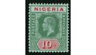 SG11b. 1917 10/- Blue green on pale olive back. Brilliant fresh