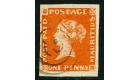 SG3. 1848 1d Orange-vermilion. 'Earliest Impression'. Outstandin