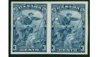 SG332var. 1934 3c Blue 'Imperforate Pair'. Post Office fresh U/M