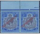 SG111. 1922 2/- Purple & Blue/blue. Top sheet marginal pair...